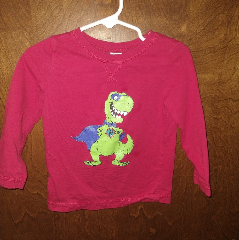 24 Month Red Long Sleeve Dinosaur Shirt 100% Cotton